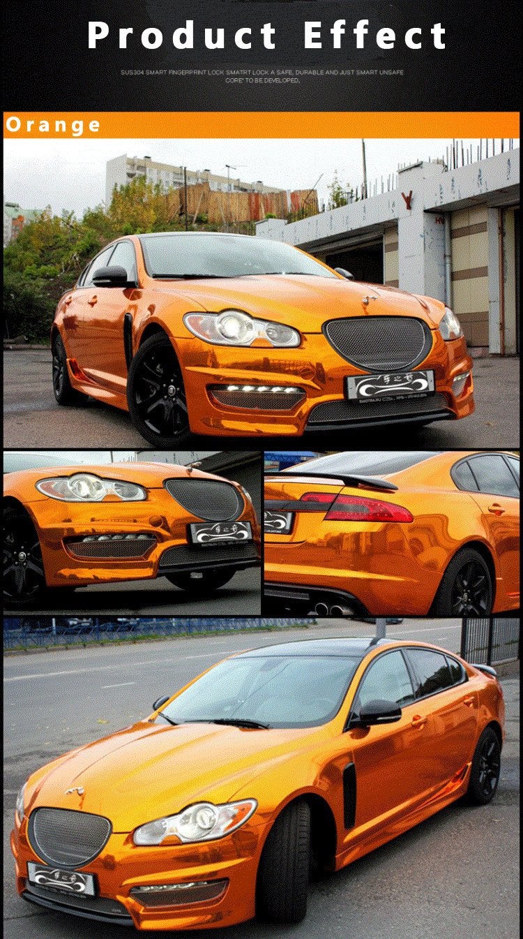 ATMOMO Chrome Mirror Orange Car Vinyl Wrap High Gloss Self-Adhesive DIY Car Decals Film Sheet 59.84'' x 29.5'' - Image 5